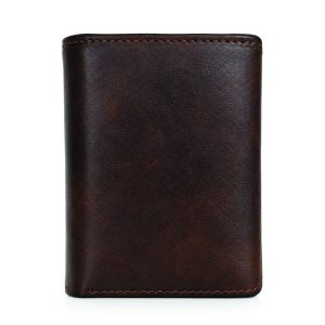 Leather bifold wallet with zipper pocket